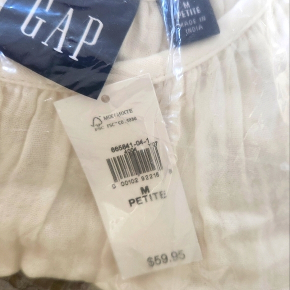 GAP 'New White' Crinkle Gauze Mini Dress Airy Flutter Sleeve Pockets Sz MEDP NWT - Picture 12 of 14